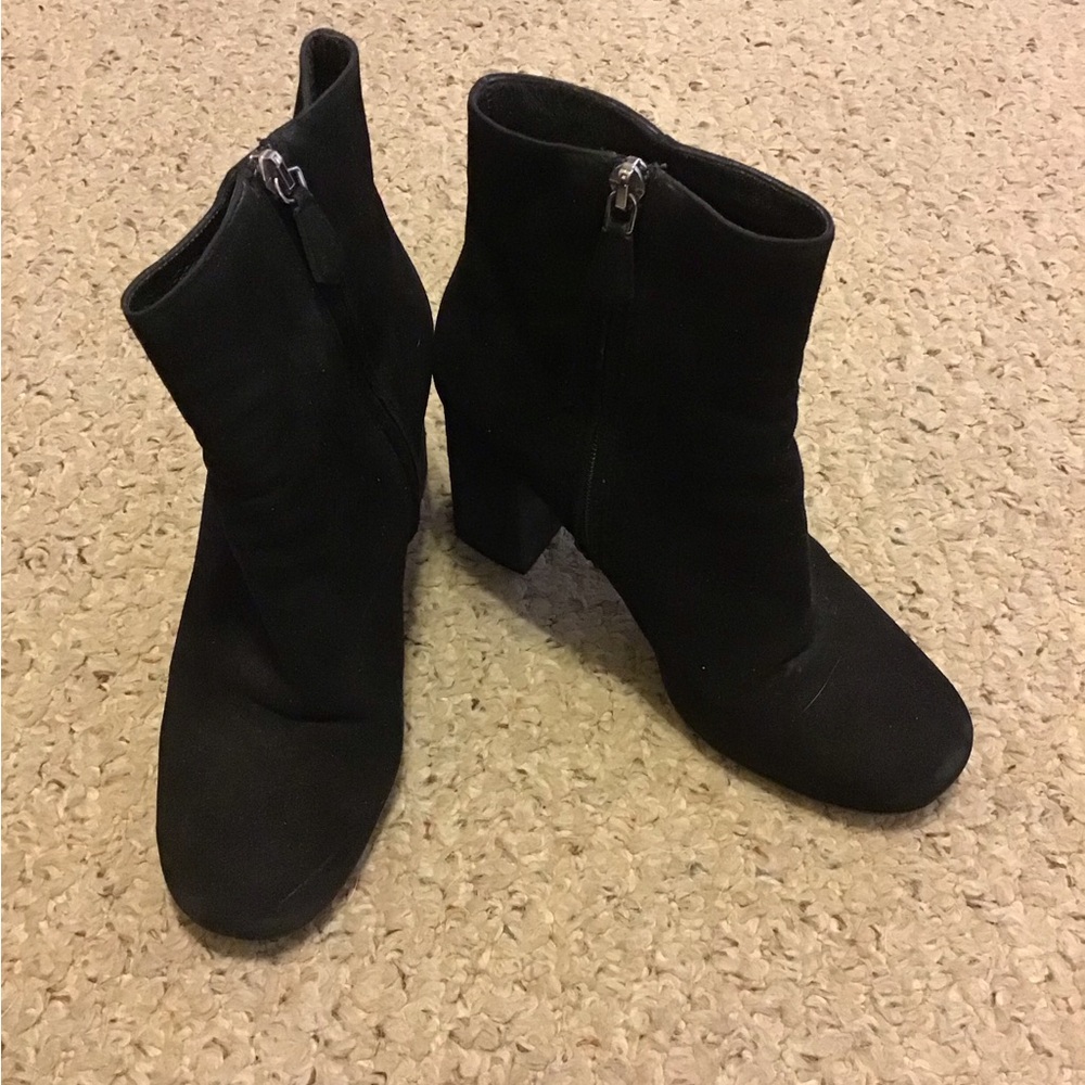 PRADA SUEDE BOOTS SZ 36.5 BLACK ZIP SIDE GUC
